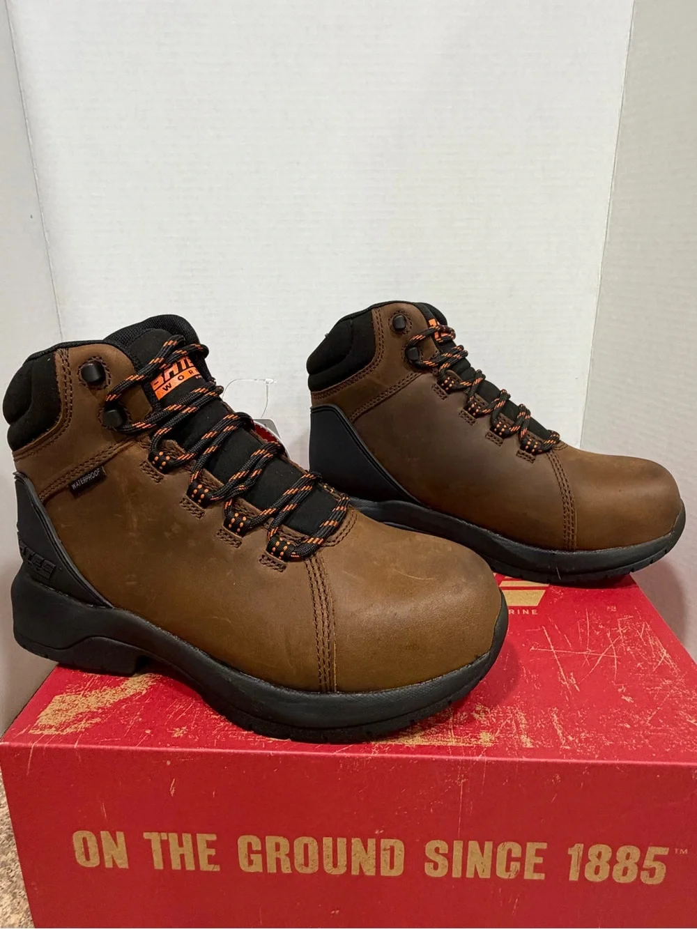 NWT Bates Work Mill Waterproof Composite Toe Leather Work Boots Men’s 7.5 Brown